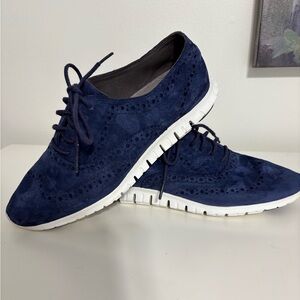 Cole Haan Zero Ground Women’s  Deep Blue Suede Oxfords Size 8.5 B